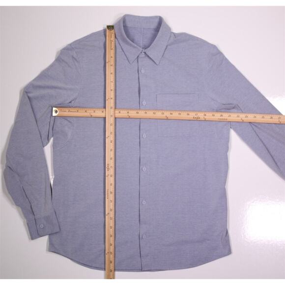 Lululemon Men's Commission Light Blue Long Sleeve Button-Up Qwick Oxford Shirt M - Picture 4 of 7